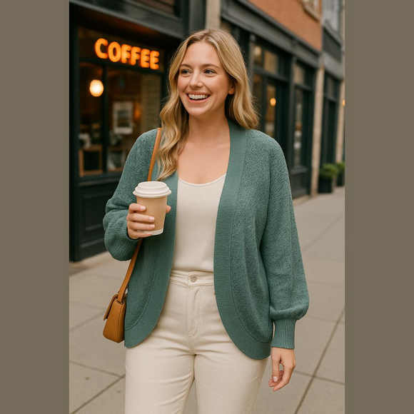 LC Lauren Conrad Sweaters - Lauren Conrad Dusty Green Open Front Sweater XXL